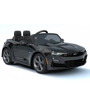 Coche eléctrico niños 12v Chevrolet Camaro, Negro , Asiento con funda, Ruedas goma INDA122-HL558zw